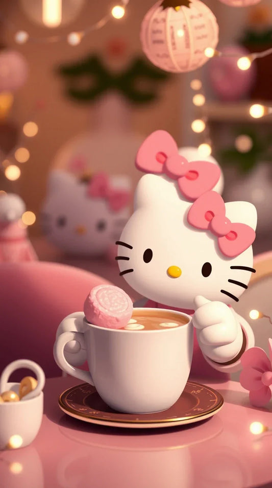 4K black and white Hello Kitty wallpaper