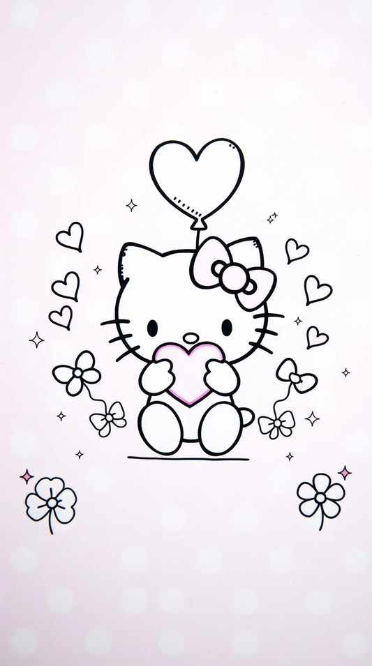 Beautiful princess Hello Kitty drawing with a dreamy background
