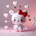 Cute Hello Kitty Pink 3d Heart Wallpaper