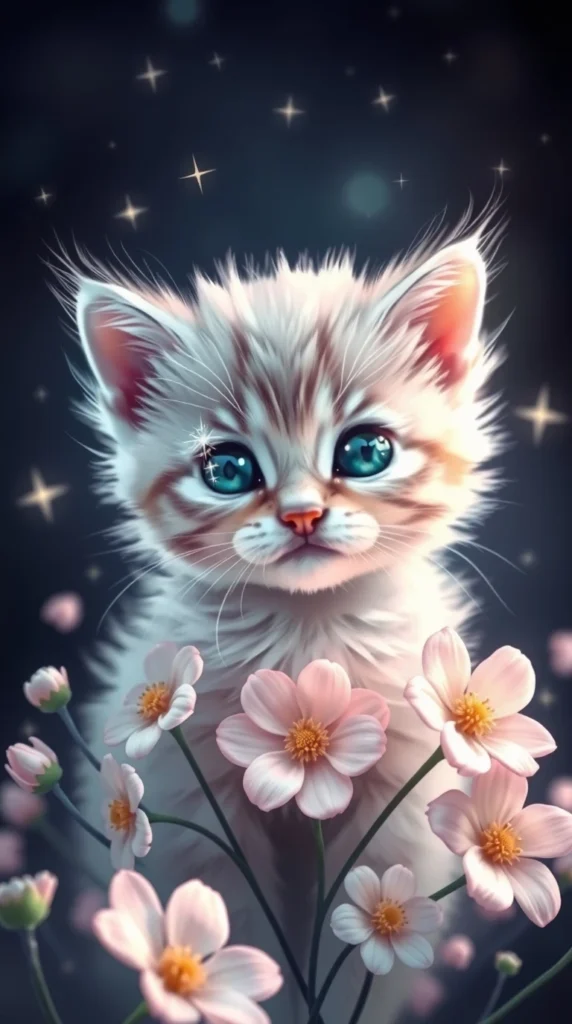 4K HD White Fluffy Kitten Wallpaper