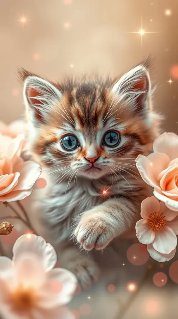 4K HD White and Grey Kitten Wallpaper
