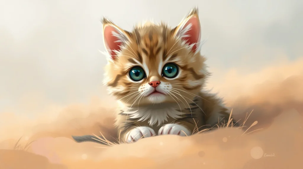 4K HD White Kitten with Blue Eyes