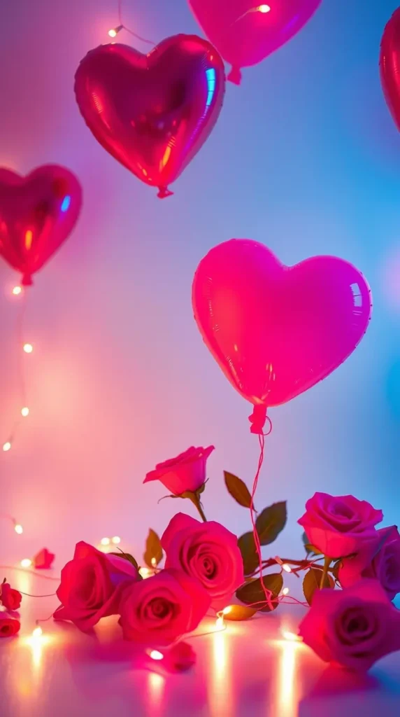 Romantic Bioluminescent Valentine’s Day Wallpaper