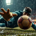 Goalkeeper Save in the Rain – 4K Football Wallpaper