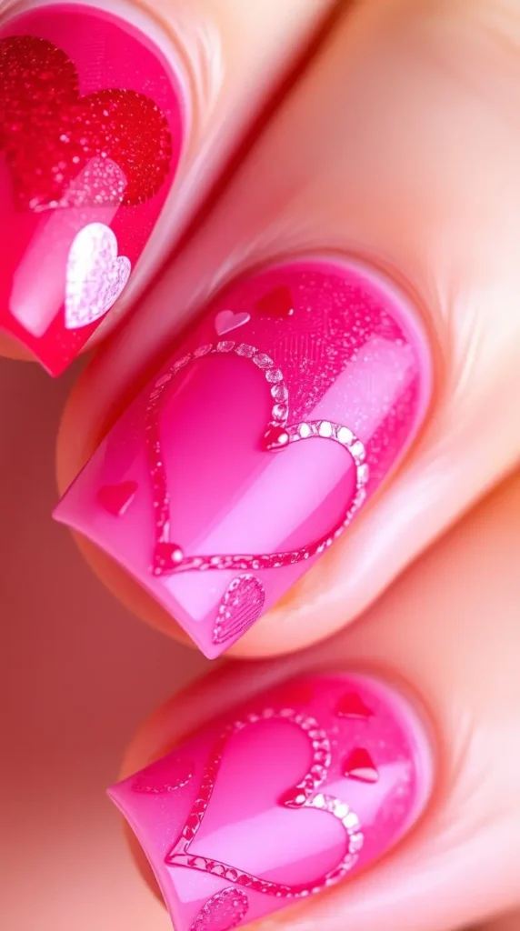 Closeup Valentine Day Nail Ideas For Girls