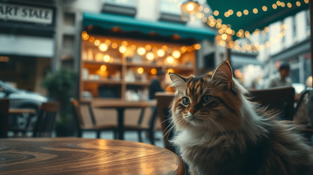 Cozy Cat Café Vibes – Cute PC Wallpaper
