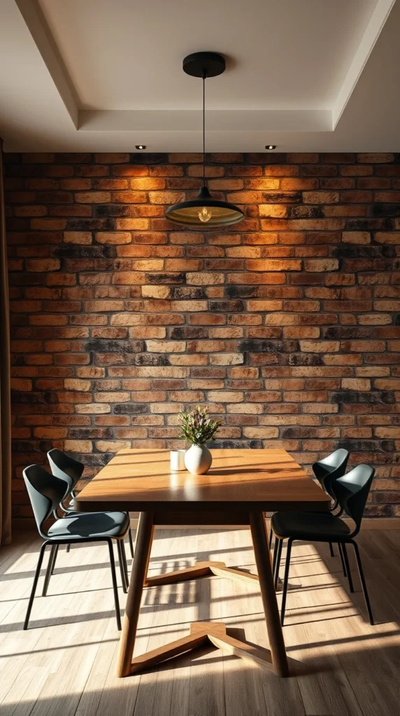 3D Brick Dining Room Wallpaper Ideas