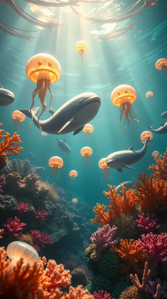 Deep Sea Wonders – Epic Underwater Close-Up Wallpaper