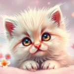 Free HD Newborn White and Gray Tabby Kitten