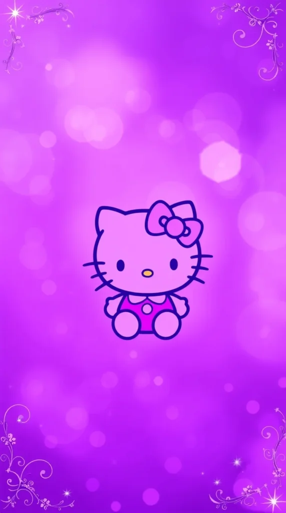 Hello Kitty Purple Background HD 1080