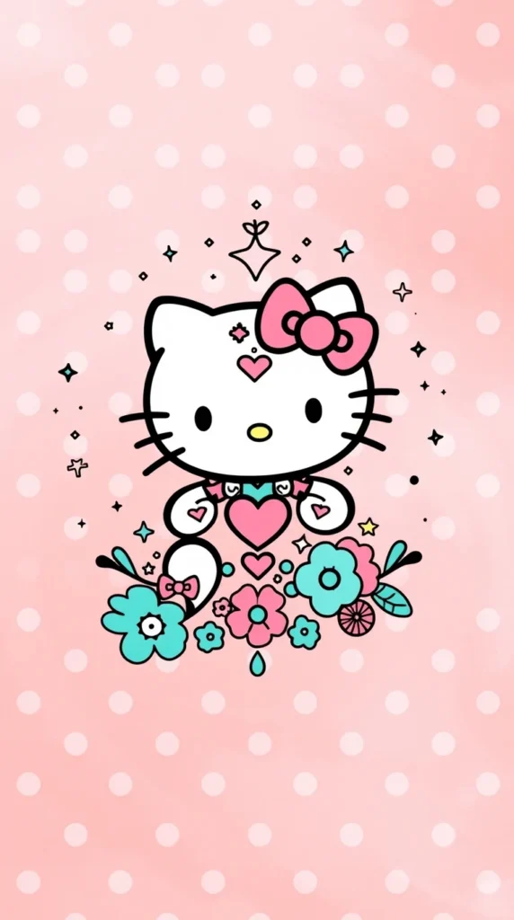 Hello Kitty With Pink Background Screen 1080