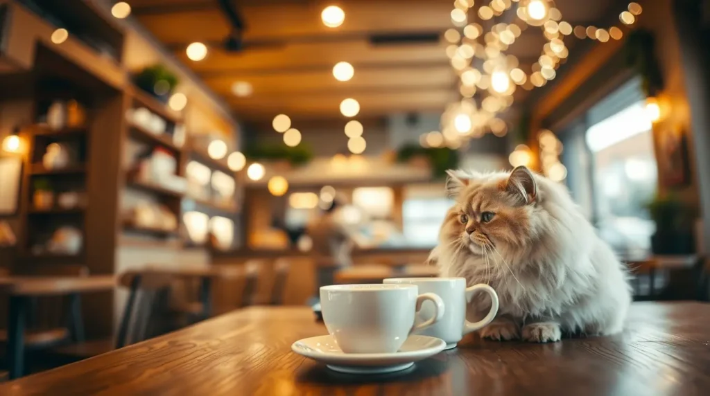 Mesmerizing Light Trails – Cute Cat 4K Desktop Wallpaper